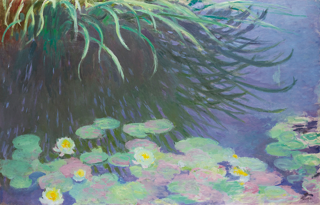 Water-Lilies with Reflections of Green Grasses in Detail Claude Monet